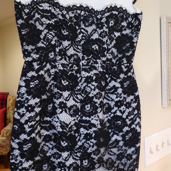 LK Bennett Lavinie White with Black Floral Lace Overlay Dress NWT USA Size 4 - Picture 4 of 14